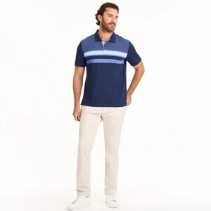 NWT Van Heusen Men's Navy Blue Striped Polo Shirt